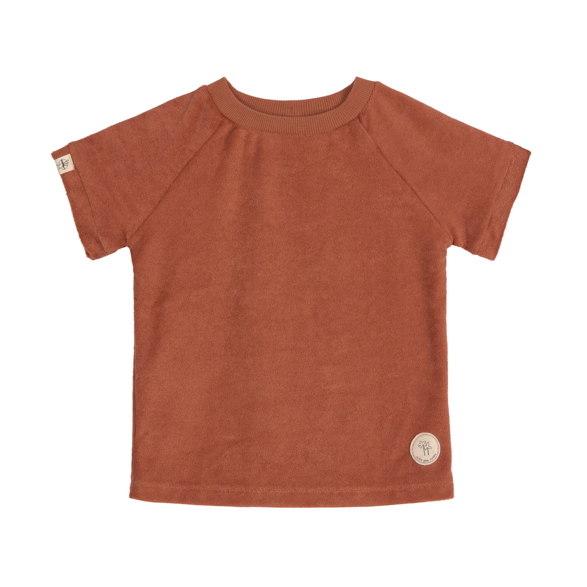 Lässig Frottee T-Shirt Kinder Rostrot 98-104