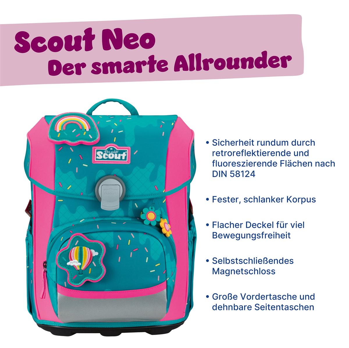 Scout Schulranzen-Set Neo 4.tlg. Happy Confetti
