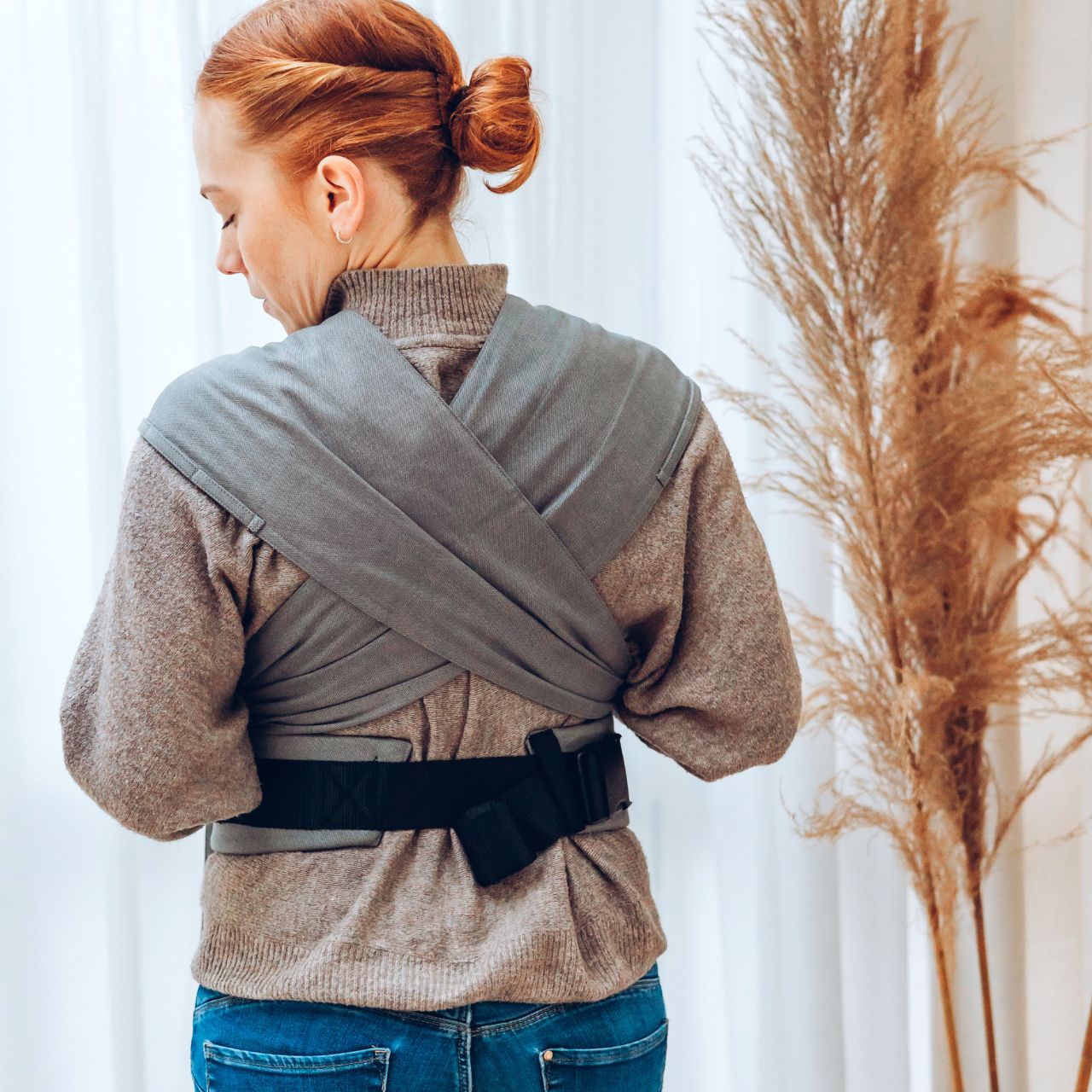 LELIBA Tai Babytrage mit Polster Leaf Graphit