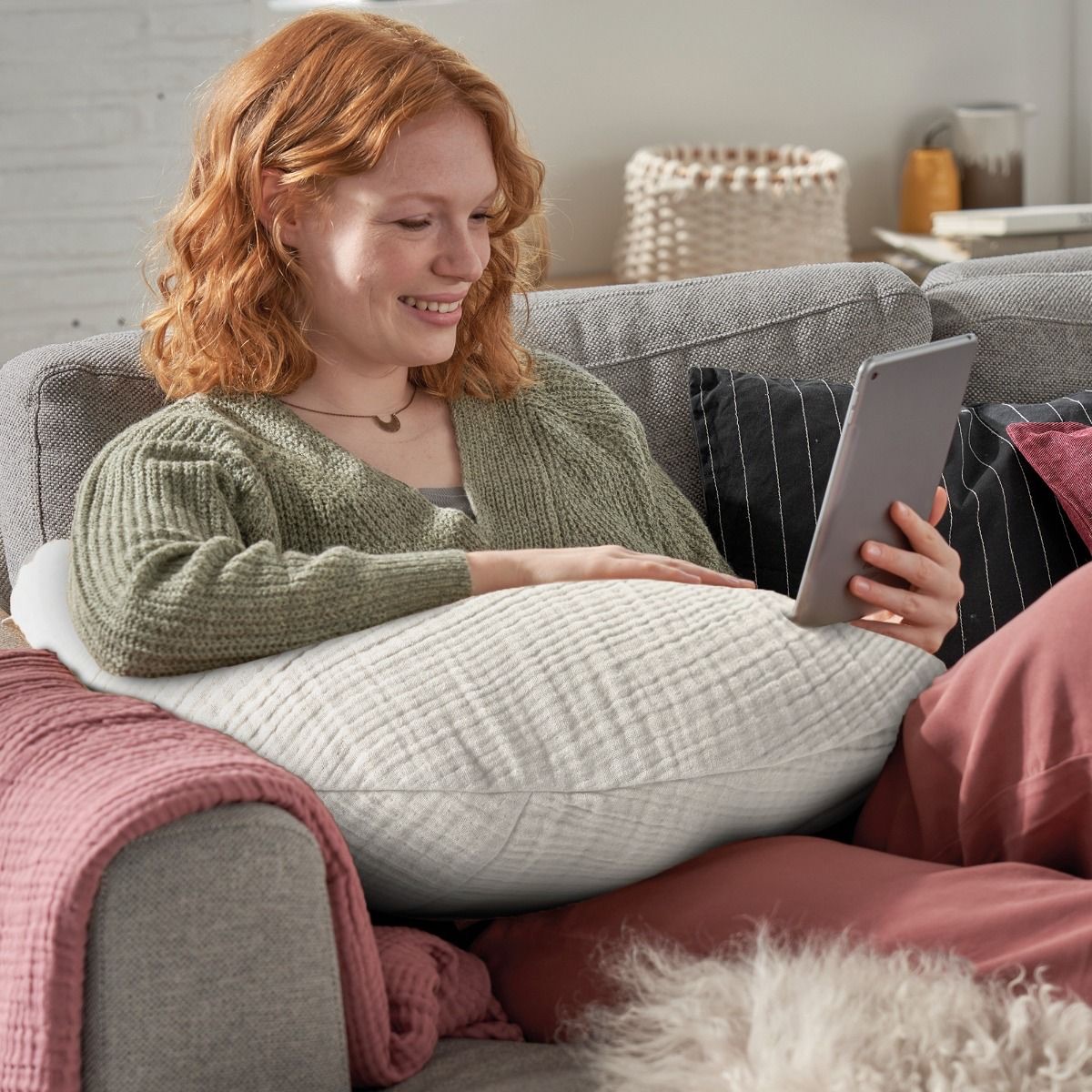 Theraline Stillkissen Musselinmond Sandbeige