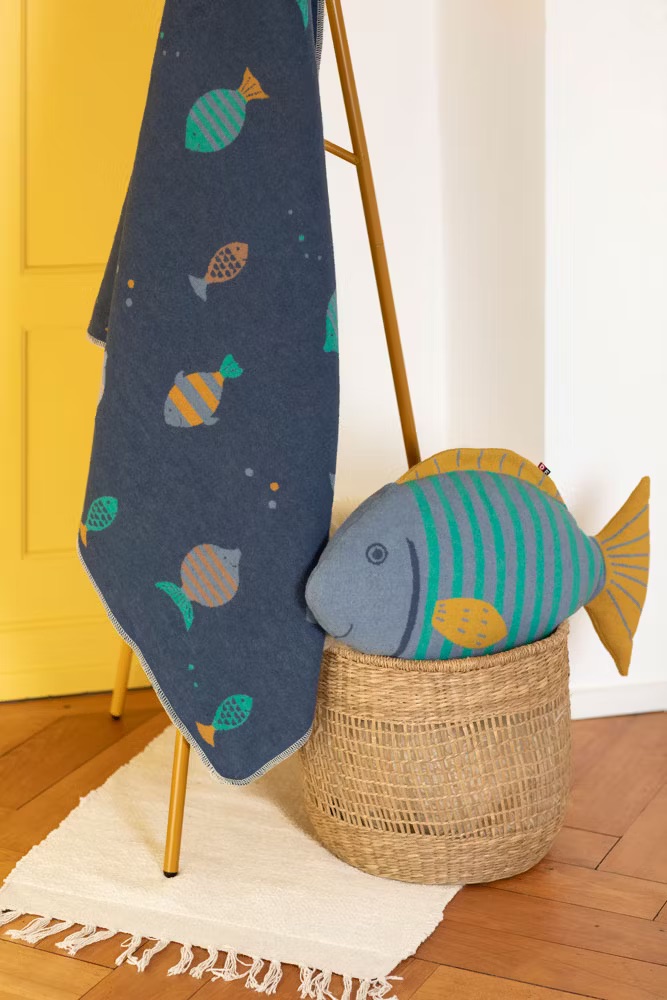 Fussenegger Kinderdecke 100x140 cm Fische Marine