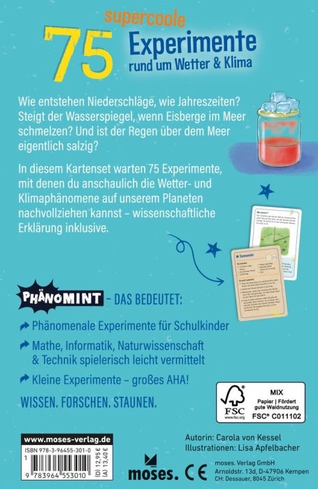 moses PhänoMINT Kartenset 75 moses PhänoMINT Kartenset 75 supercoole Experimente rund um Wetter & Klima