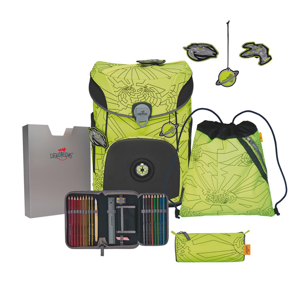 Der Die Das Schulranzen-Set Ergoflex Easy Superflash Neon Fighter
