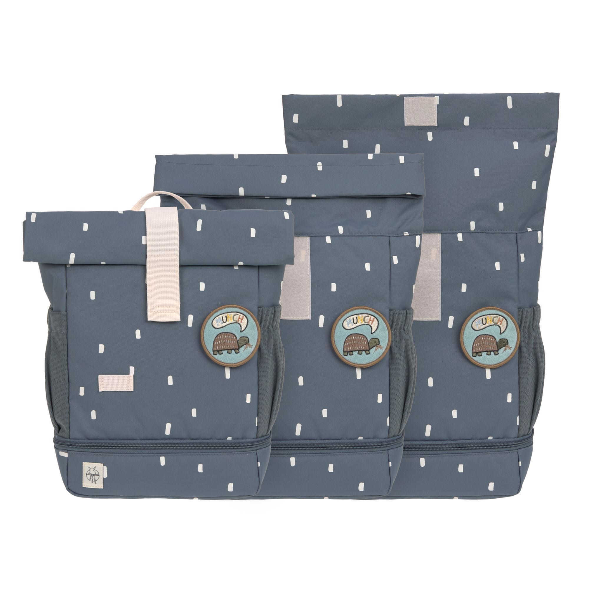 Lässig Kindergartenrucksack Rolltop Happy Prints, Dunkelblau