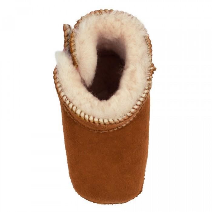 Heitmann Felle Lammfellschuhe Camel mit Klettverschluss 22/23