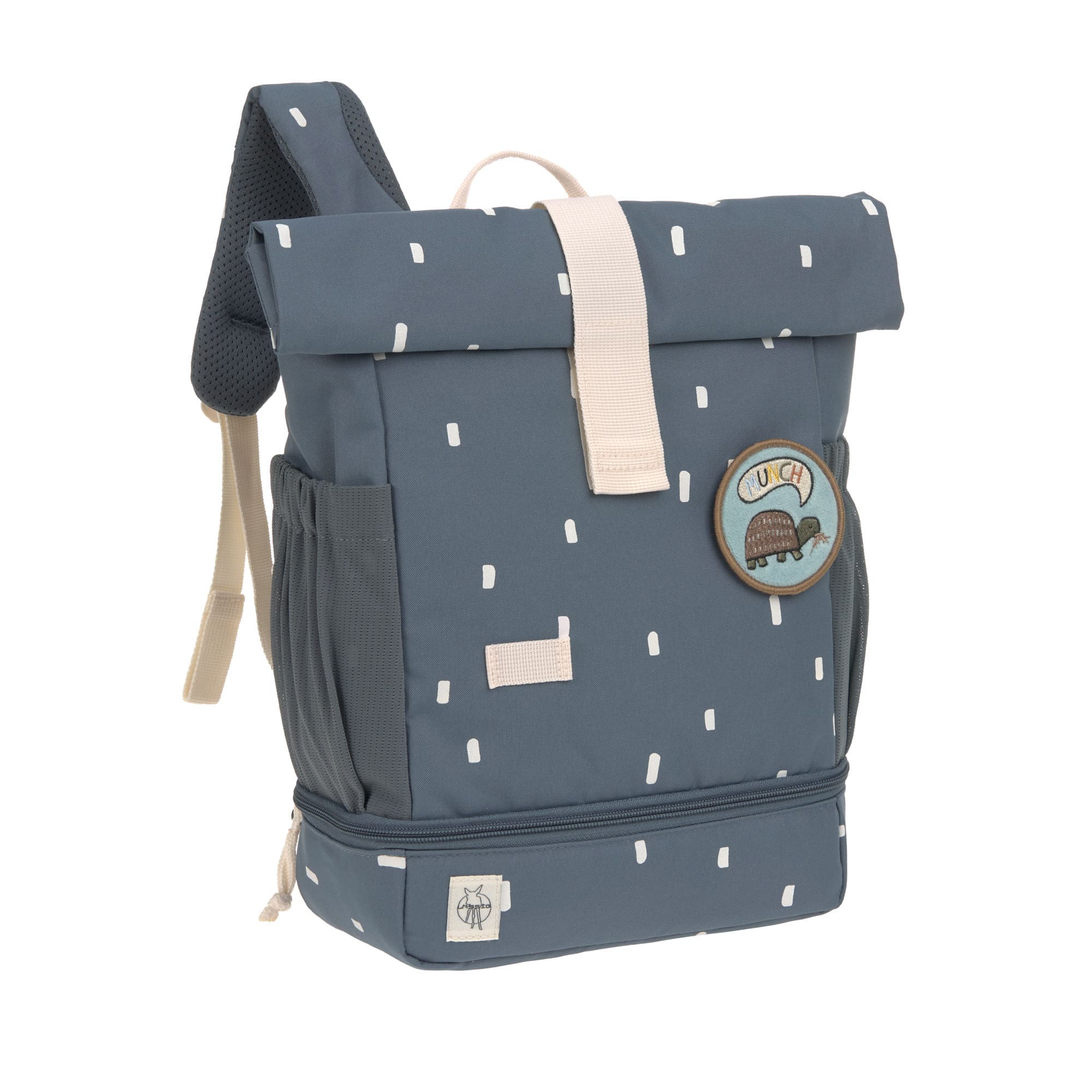 Lässig Kindergartenrucksack Rolltop Happy Prints, Dunkelblau