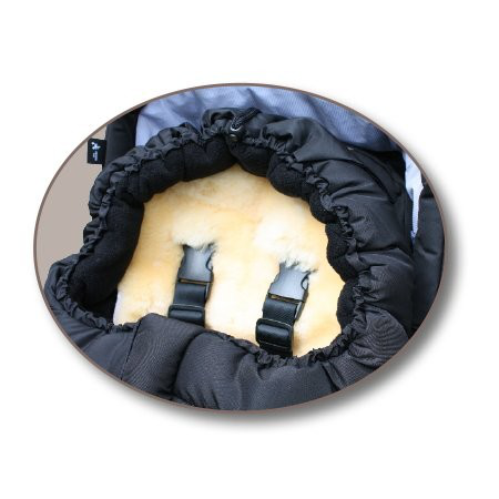 Heitmann Felle - Komfort 2-in-1-Fußsack mit herausnehmbarer Lammfell-Einlage - Serie “Eisbärchen” - schwarz