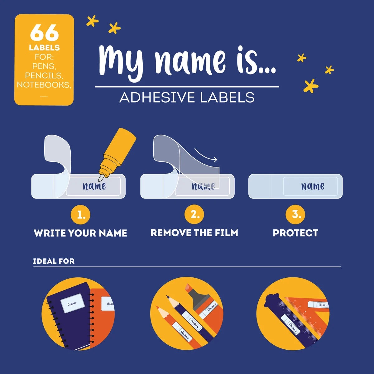 Legami Selbstklebende Namensetiketten mit Schutzfolie - My Name Is... Space
