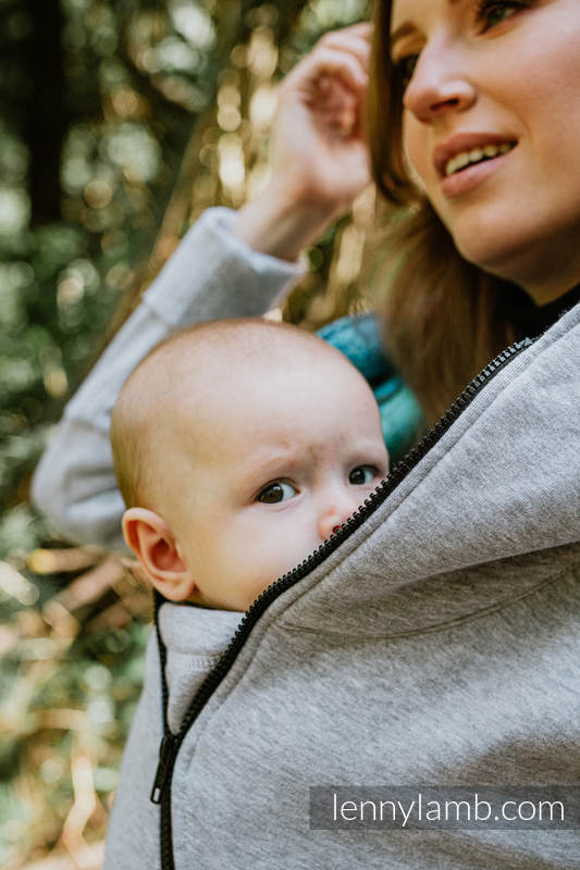 LennyLamb Asymmetrischer Tragepullover Gr. S Graue Melange mit Peacock's Tail Fantas LennyLamb Asymmetrischer Tragepullover Gr. S Graue Melange mit Peacock's Tail Fantas