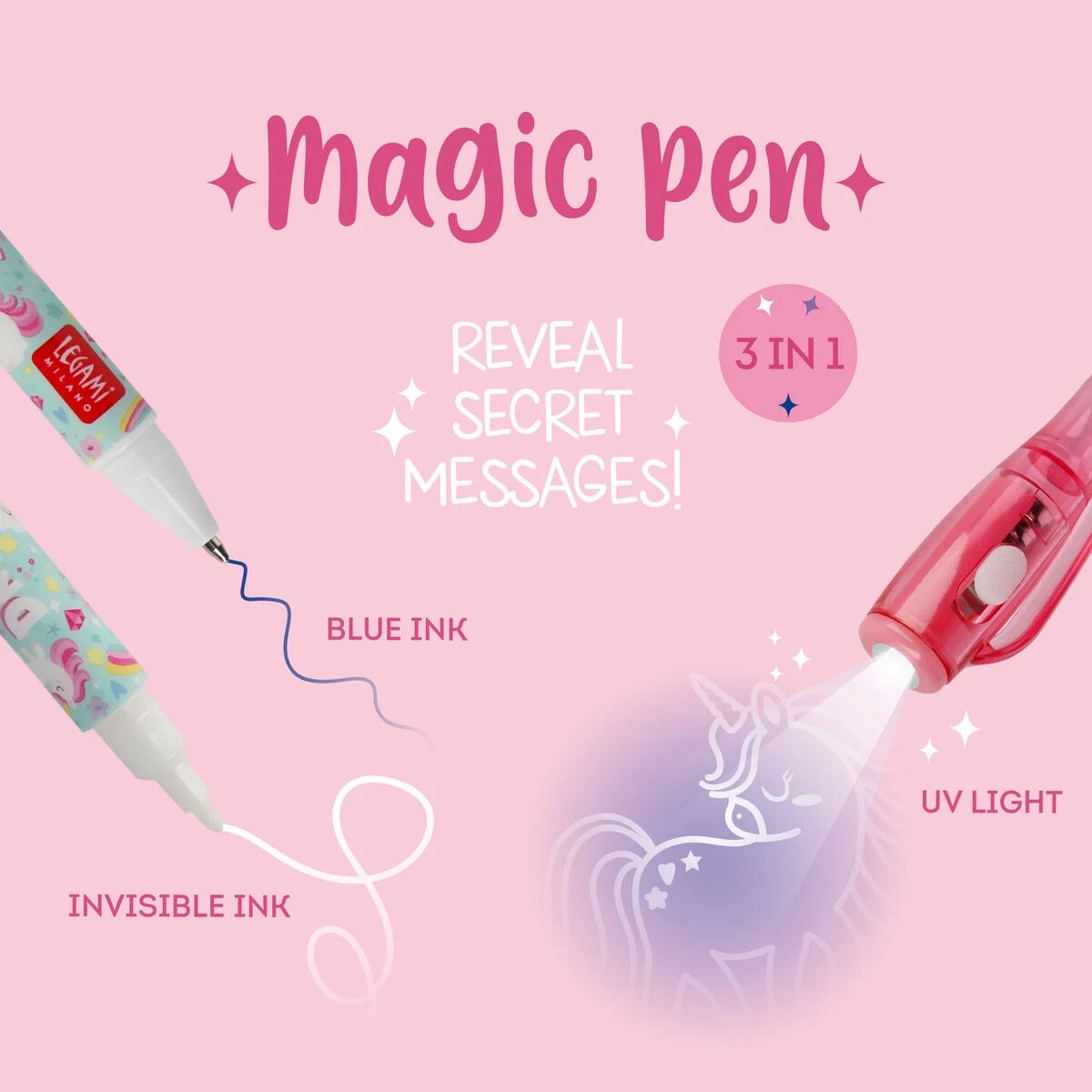 Legami Stift mit Unsichtbarer Tinte - Magic Pen Unicorn