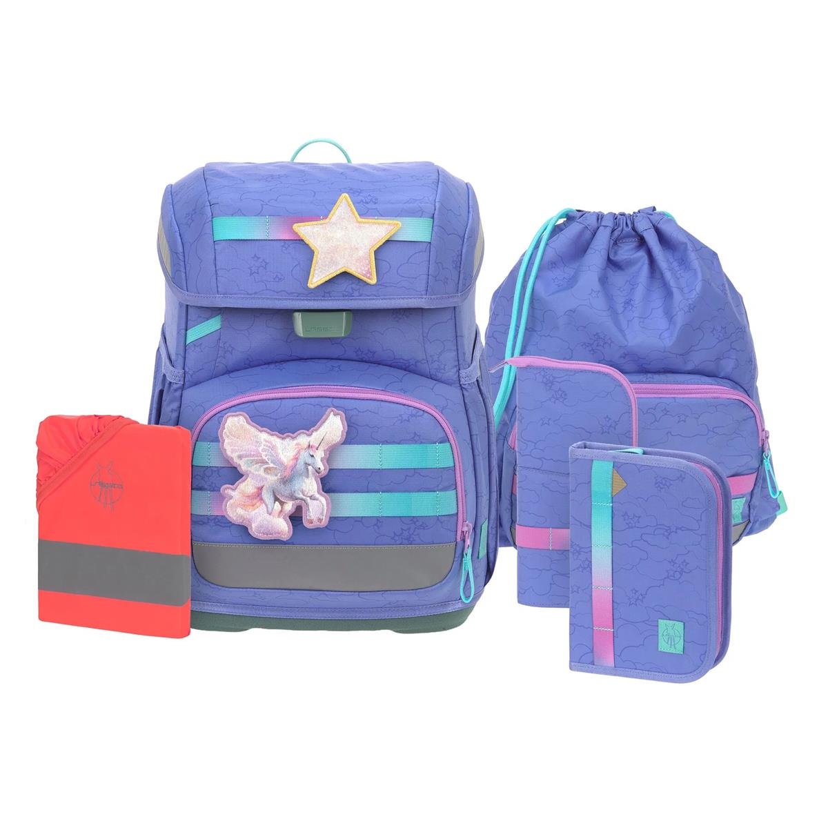 Lässig Schulranzen-Set Unique Light 2026 Wolken Lila