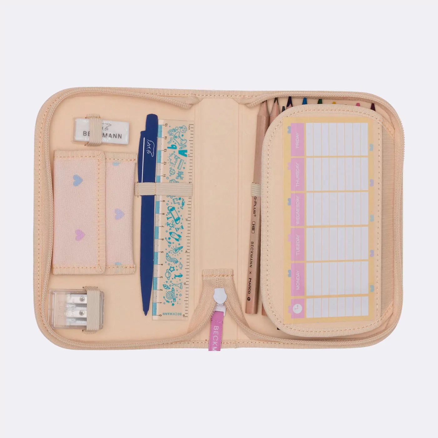 Beckmann Schulrucksack-Set Active Air FLX 6-teilig Yellow Heart