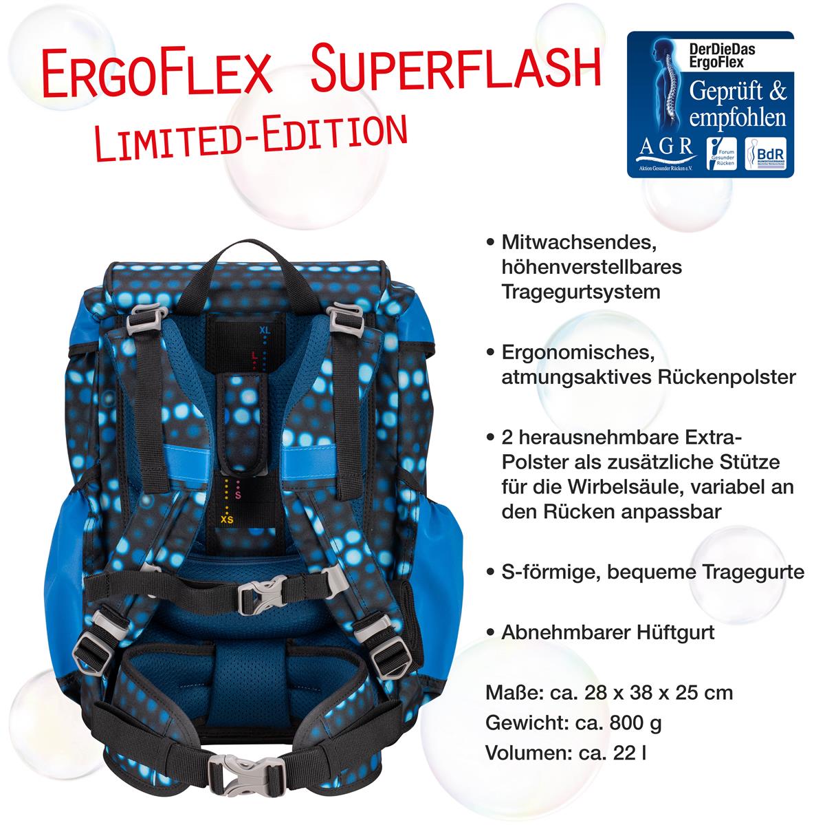 Der Die Das Schulranzen-Set Ergoflex 2025 5 tlg. Superflash Blue Robot Der Die Das Schulranzen-Set Ergoflex 2025 5 tlg. Superflash Blue Robot