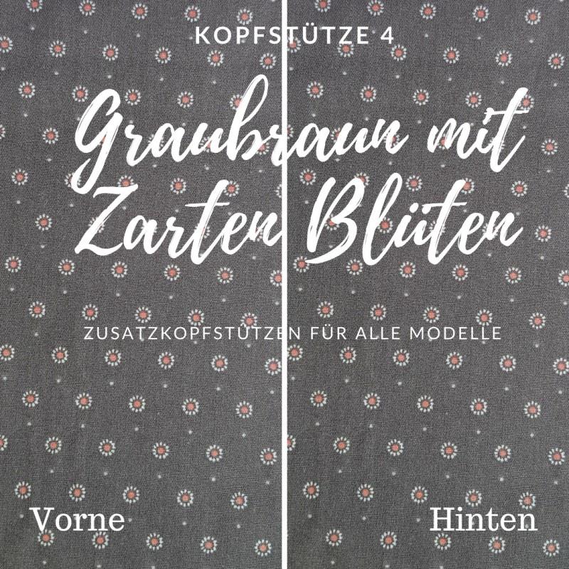 JoNo Mei Tai Zusatzkopfstützen - Graubraun mit zarten Blüten JoNo Mei Tai Zusatzkopfstützen - Graubraun mit zarten Blüten
