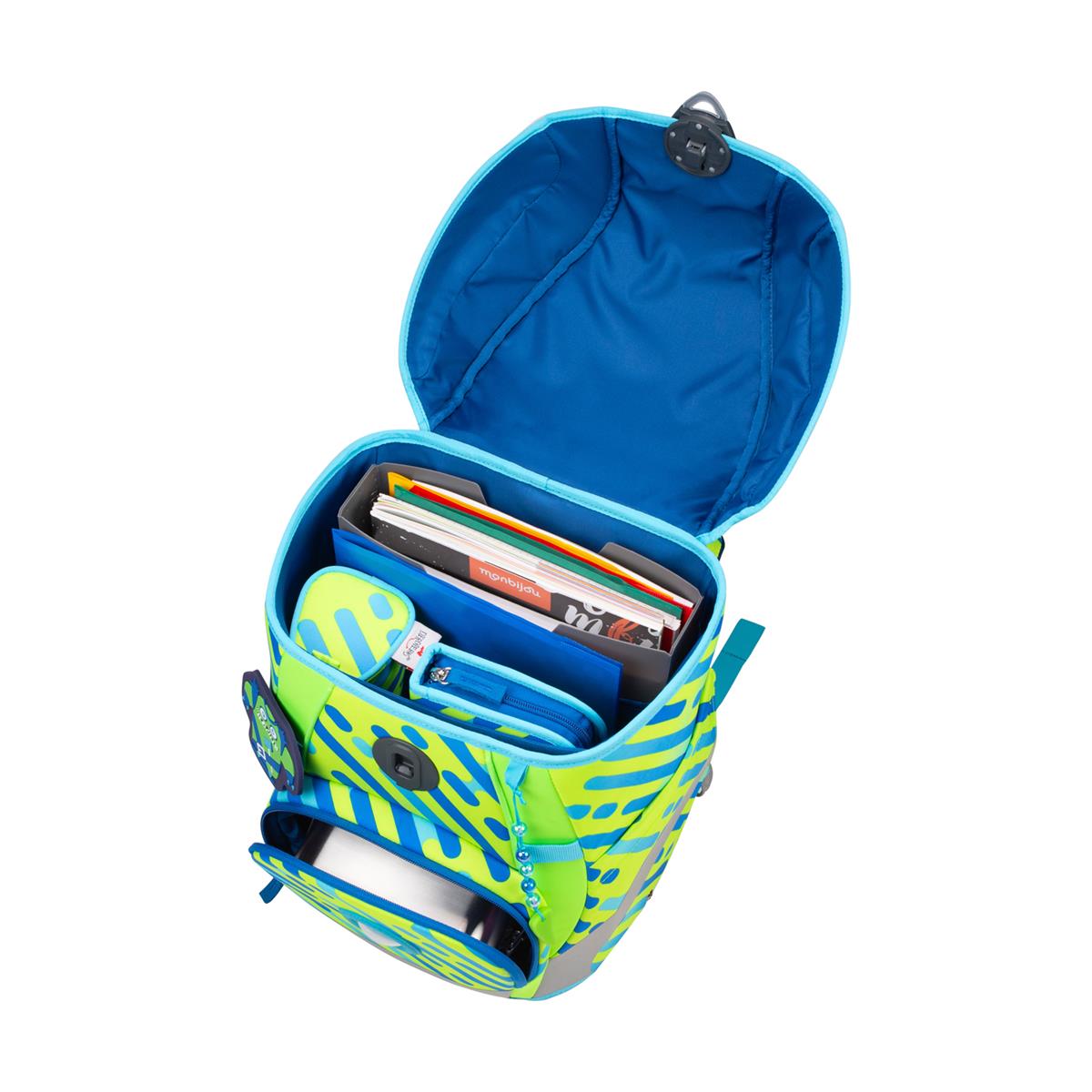 Der Die Das Schulranzen-Set Ergoflex Tiny 5 tlg. NEON Set Monster