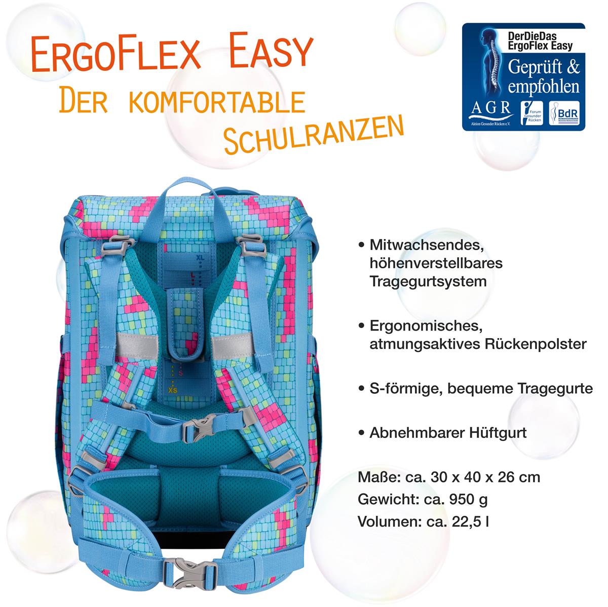 Der Die Das Schulranzen-Set Ergoflex Easy 2025 tlg. Happy Pixel