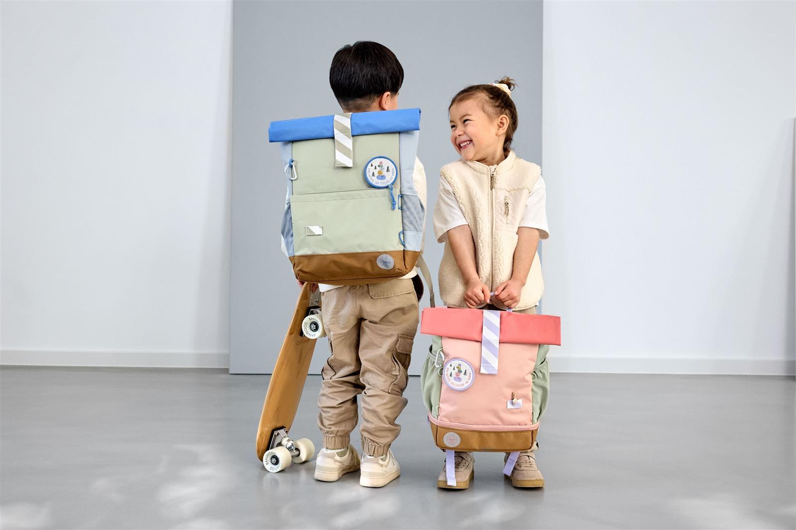 Lässig Kinderrucksack Medium Rolltop Sunny Explorer Grün Blau