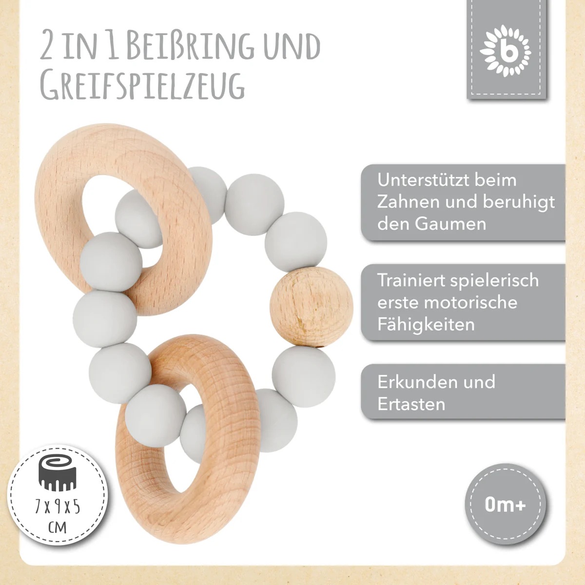 bieco Beißer mit Silikonkette rose bieco Beißer mit Silikonkette silber