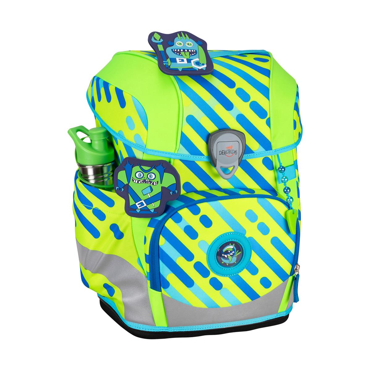 Der Die Das Schulranzen-Set Ergoflex Tiny 5 tlg. NEON Set Monster